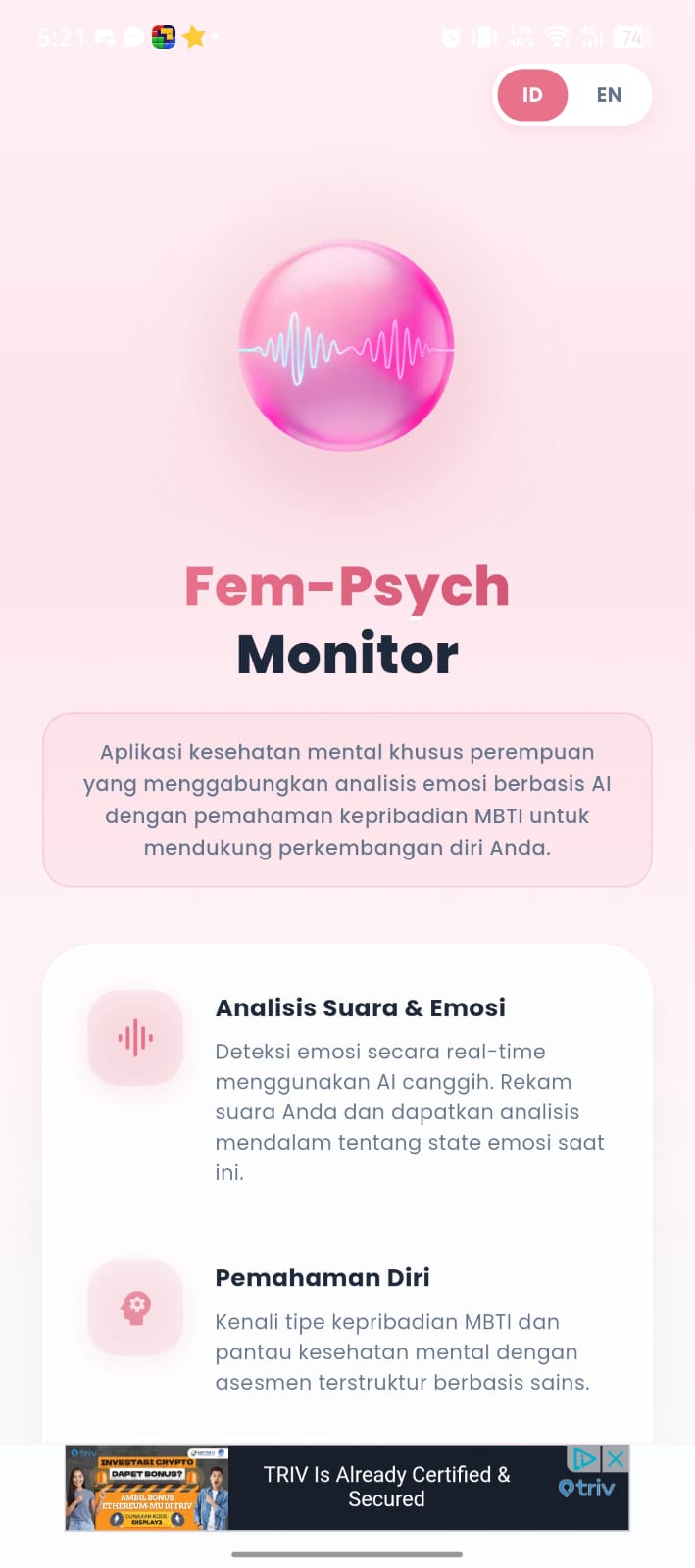Fem-PsychMonitor Opening Screen